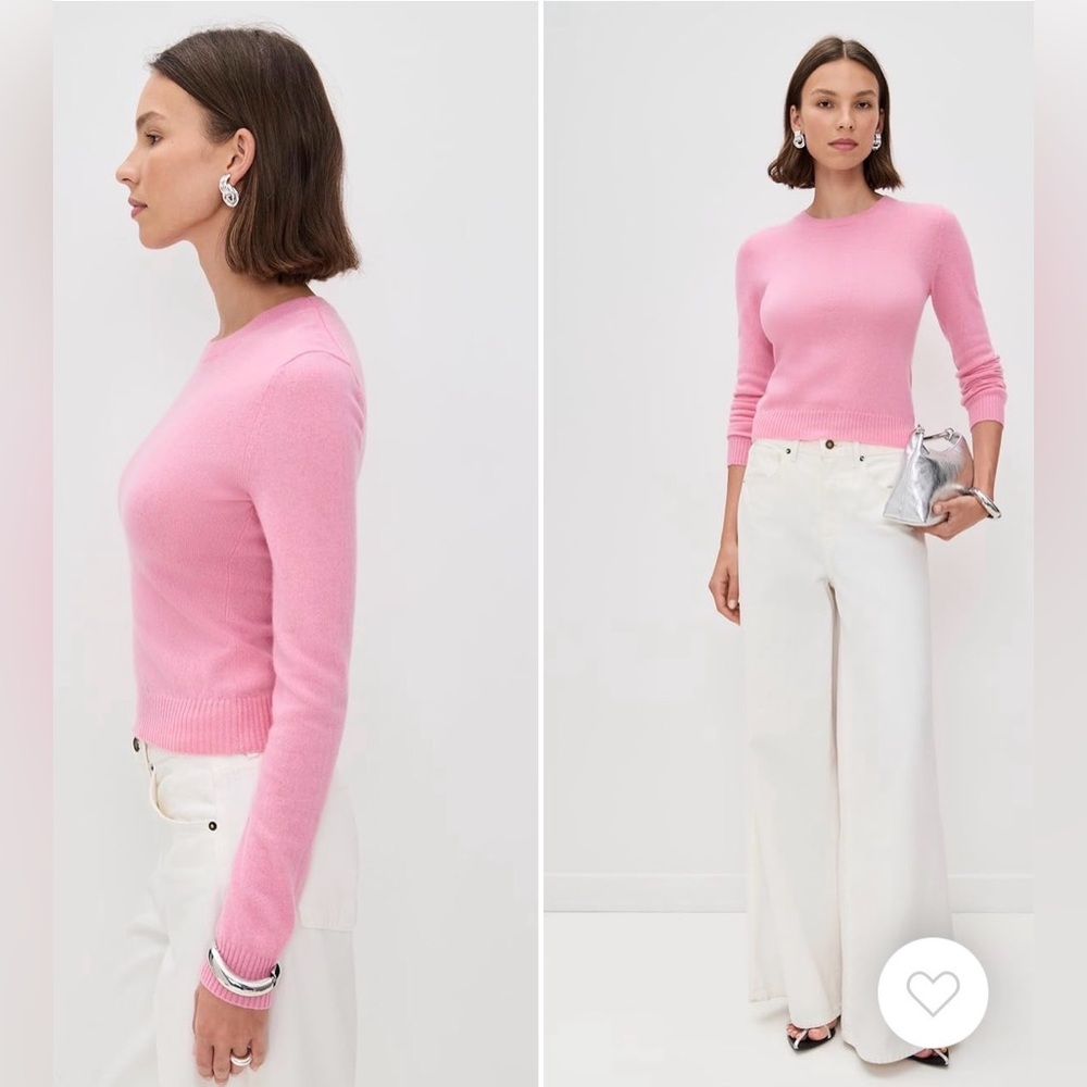 Reformation Lian cashmere crew Cropped Pink Sweater